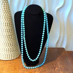 Turquoise Blue Beaded Necklace with Timeless Design 2 strands